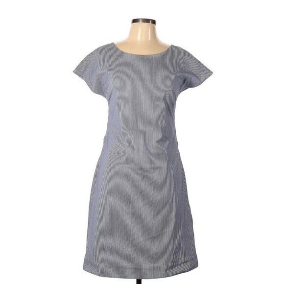 NWT Theory Andrizza W in Blue & White Striped Seersucker Twist Back Dress 8 - Picture 1 of 11
